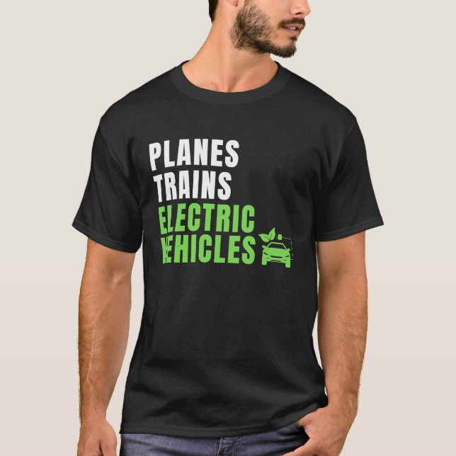 Camiseta Aviones Tren & E Carros EV Propietario de EVs Elec (Anverso)