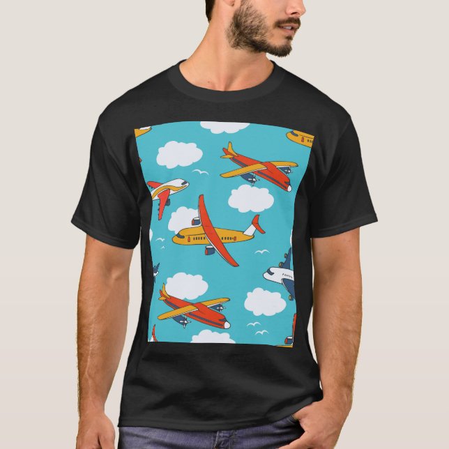 Camiseta Aviones y nubes, grupo de niños sin soldadura (Anverso)