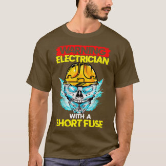 Camiseta Aviso A Electricista Con Una Fuga Corta