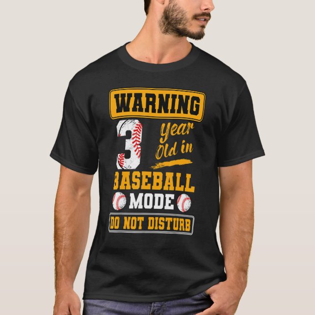 Camiseta Aviso A Los 3 Años En Modo Béisbol No Molestar (Anverso)
