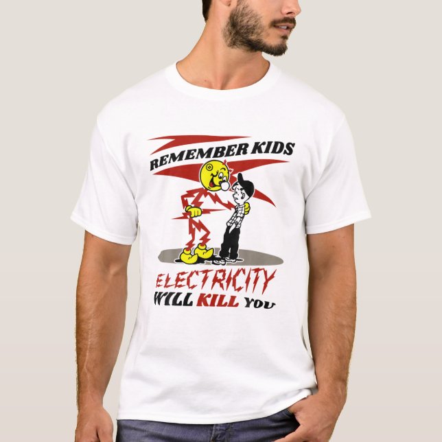 Camiseta Aviso a Reddys Kilowatts, la electricidad te matar (Anverso)