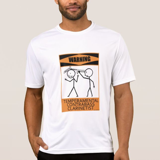 Camiseta Aviso Contrabass Temperamental Clarinetista (Anverso)