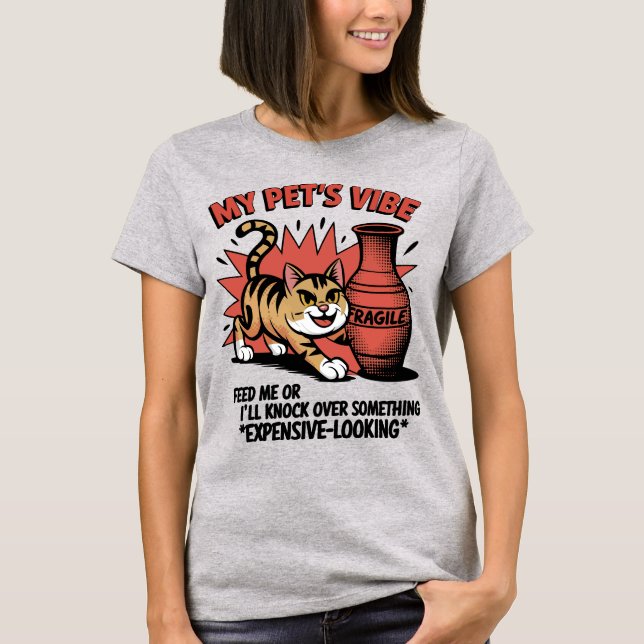 Camiseta Aviso de actitud de gatos inofensivos (Anverso)
