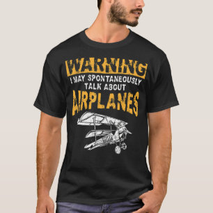 Camiseta Aviso de Biplano Vintage del piloto del avión Pued