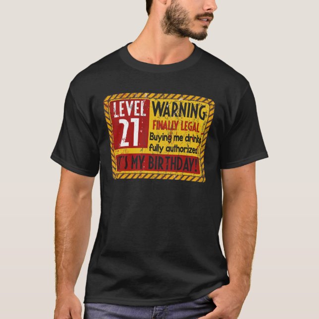 Camiseta Aviso de cumpleaños de 21 años de edad por fin (Anverso)