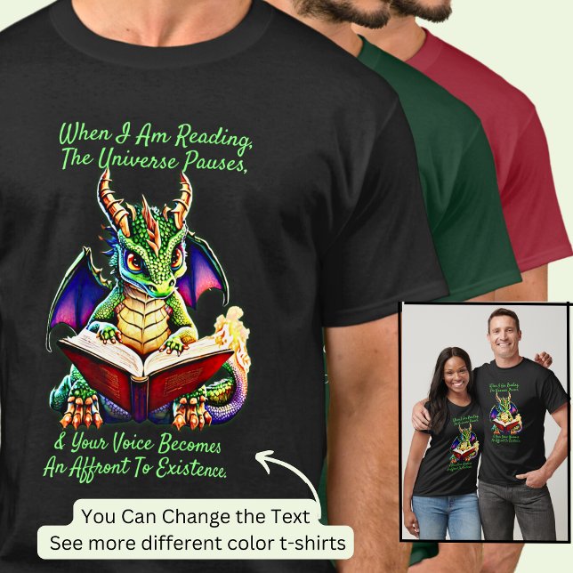 Camiseta Aviso de Dragón Púrpura Verde Leer voz del libro (Subido por el creador)