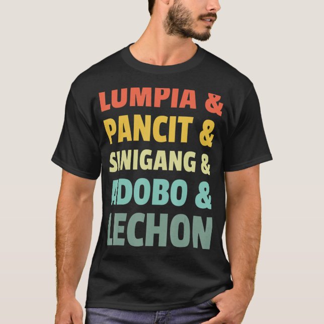 Camiseta Aviso de Lumpia Pancit Sinigang, comida filipina (Anverso)