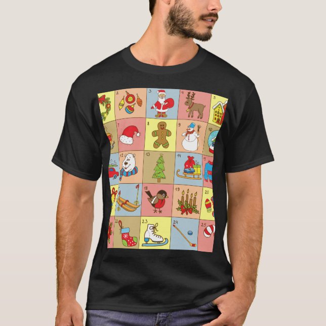 Camiseta Aviso de navidades: Colección de elementos Doodle (Anverso)