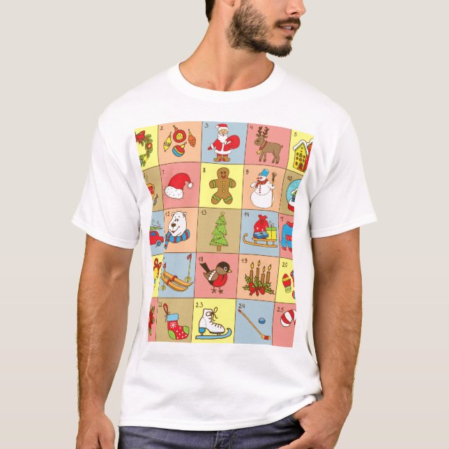 Camiseta Aviso de navidades: Colección de elementos Doodle (Anverso)
