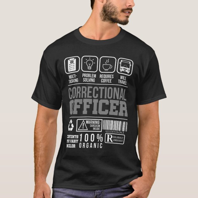 Camiseta Aviso de oficial correccional Línea fina de plata (Anverso)