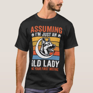 Camiseta Aviso de Perro Señora Mayor Retro