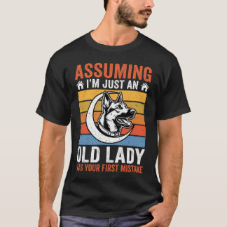 Camiseta Aviso de Perro Señora Mayor Retro
