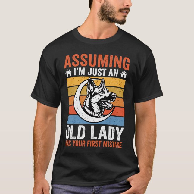 Camiseta Aviso de Perro Señora Mayor Retro (Anverso)