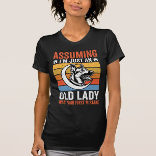 Camiseta Aviso de Perro Señora Mayor Retro