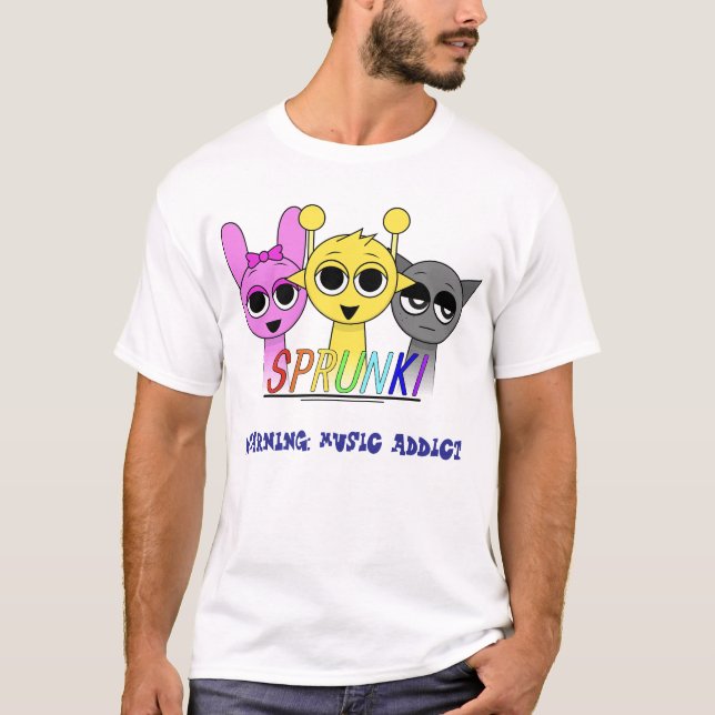 Camiseta Aviso de Sprunki: El adicto a la música audaz Des  (Anverso)