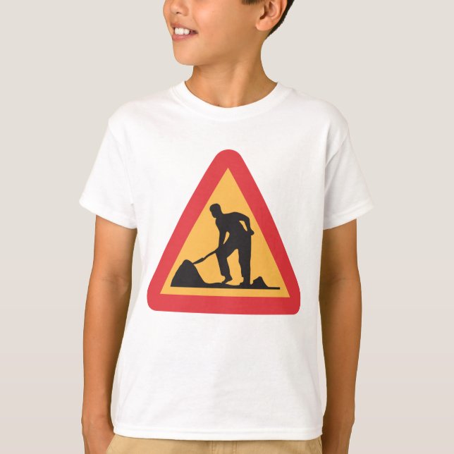 Camiseta Aviso de trabajo por carretera antes de la zona de (Anverso)