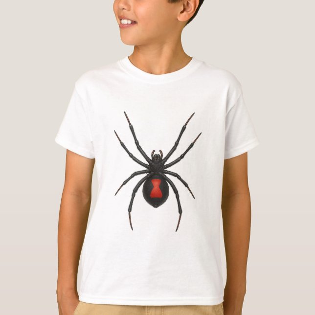 Camiseta Aviso de viuda: Araña negra de viuda (Anverso)