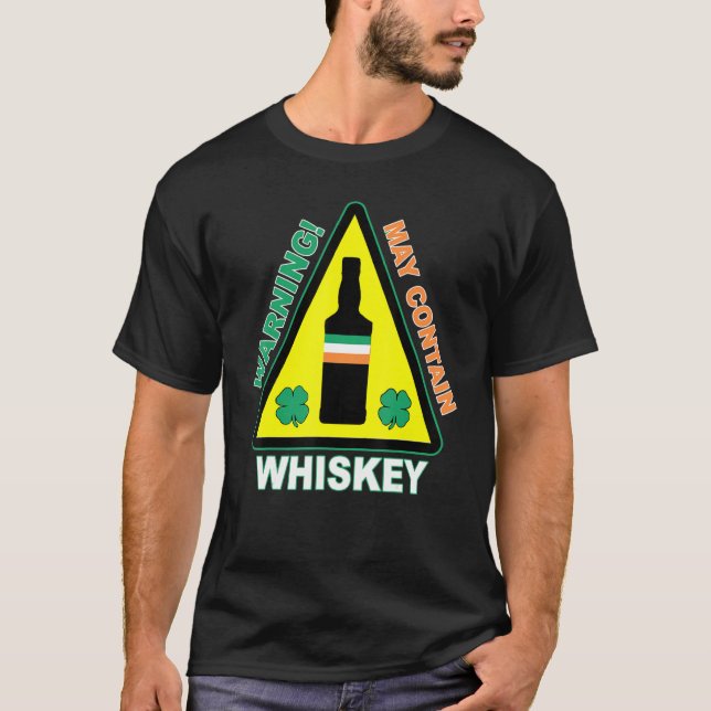 Camiseta Aviso Puede Contener Whiskey Funny St Patrick S Da (Anverso)
