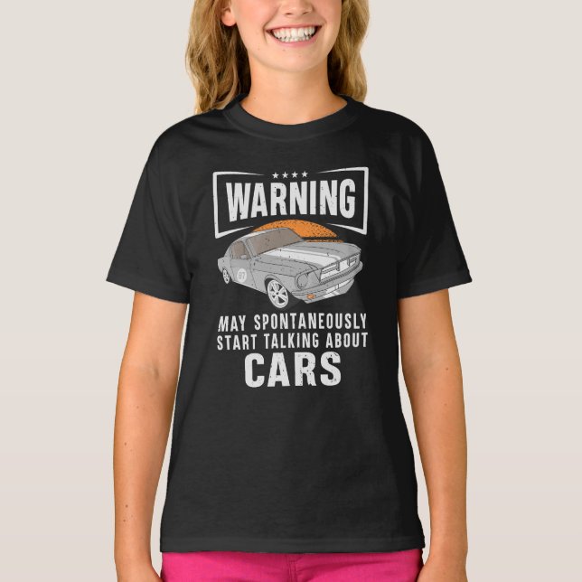 Camiseta Aviso Puede Hablar Espontáneamente De Autos (Anverso)