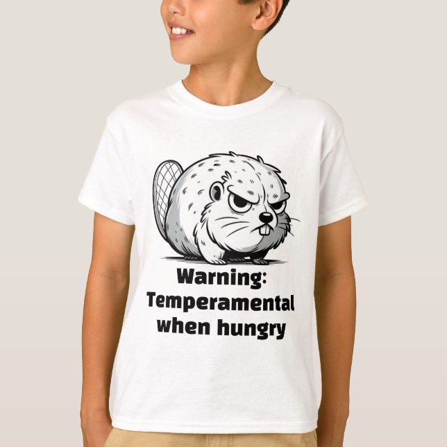 Camiseta "Aviso: Temperamental cuando tiene hambre" (Anverso)