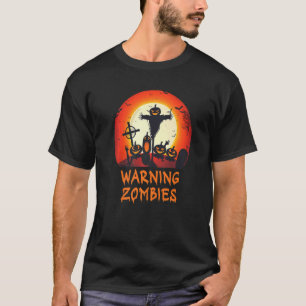 Camiseta Aviso Zombie Moonlit Graveyard Scary Kids Bods