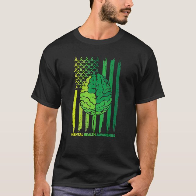 Camiseta Avisos De Salud Mental De La Bandera De Los Ee.Uu. (Anverso)