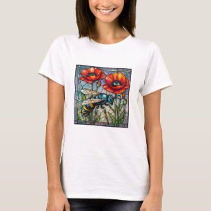 Camiseta Avispa avispon abeja vidrio emplomado amapola flor