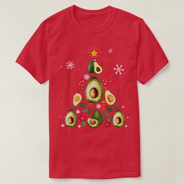 Camiseta Avocado Christmas Tree Funny Vegan Xmas  (Diseño del anverso)