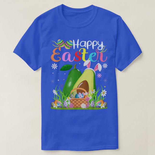 Camiseta Avocado Fruit Bunny Egg Hunting Funny Avocado Happ (Diseño del anverso)