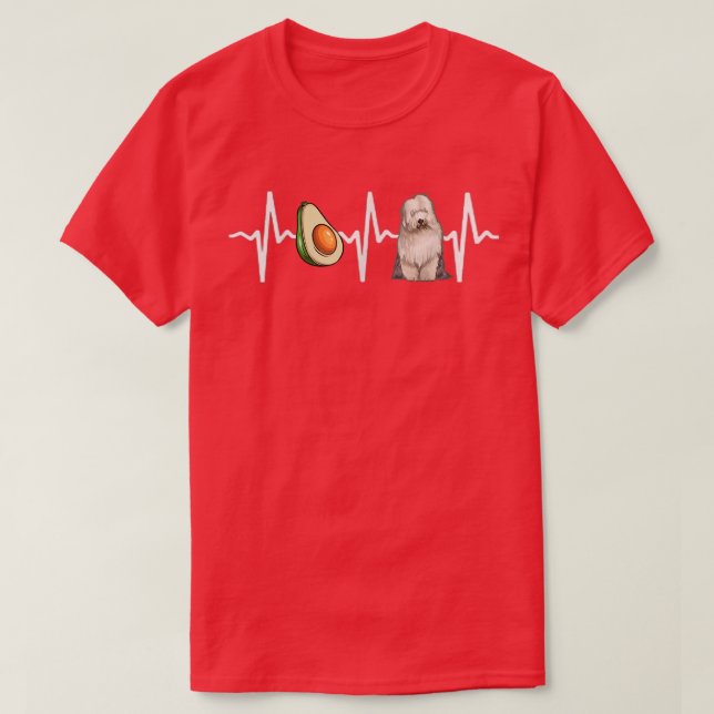 Camiseta Avocado Old English Sheepdog Heartbeat Dog Lover  (Diseño del anverso)