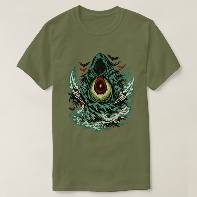 Camiseta Avocado Shadow Phantom Halloween — Dark Art Retro  (Diseño del anverso)