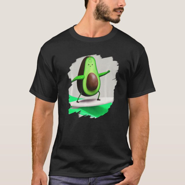 Camiseta Avocado Surfing Surfer Riding Wave Ocean Cool Surf (Anverso)