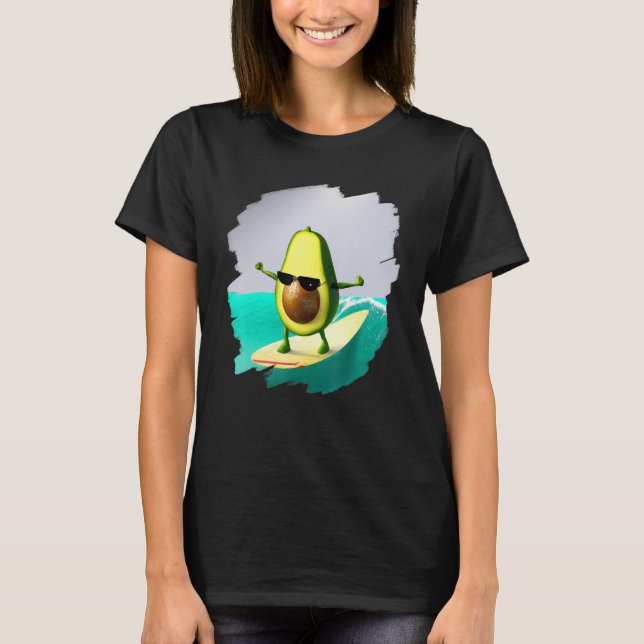 Camiseta Avocado Surfing Surfer Riding Wave Ocean Cool Surf (Anverso)