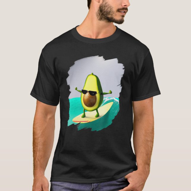 Camiseta Avocado Surfing Surfer Riding Wave Ocean Cool Surf (Anverso)