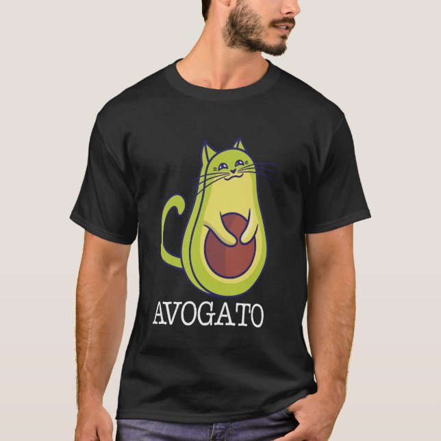 Camiseta Avogato Aguacate Funny Cuto Gato Vegan (Anverso)