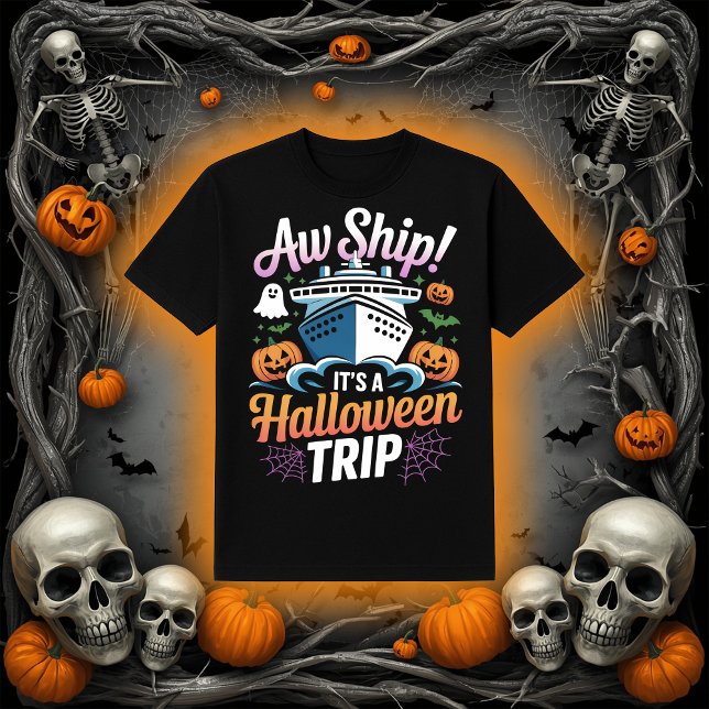 Camiseta Aw Ship! It's A Halloween Cruise Trip Graphic (Subido por el creador)