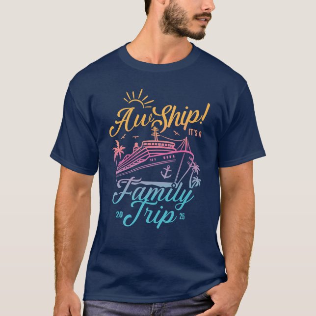 Camiseta Aw Ship Personalizado Family Cruise Trip Group Coi (Anverso)