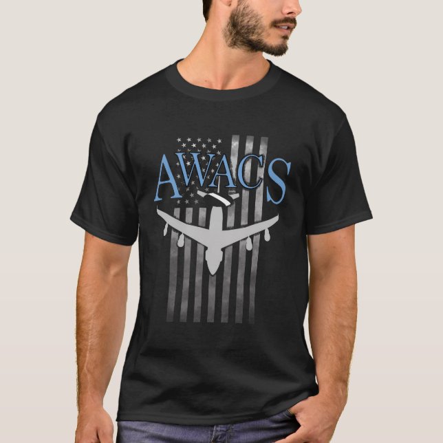 Camiseta Awacs Sobre La Falsa Bandera Estadounidense (Anverso)