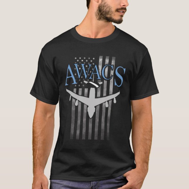 Camiseta Awacs Sobre La Falsa Bandera Estadounidense (Anverso)