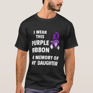 Camiseta Awareness Purple Ribbon In Memory Of My Daughter