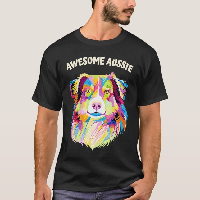 Camiseta Awesome Aussie Australian Shepherd Dog (Anverso)