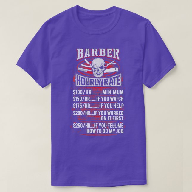 Camiseta Awesome Barberx27s Hourly Rate (Diseño del anverso)