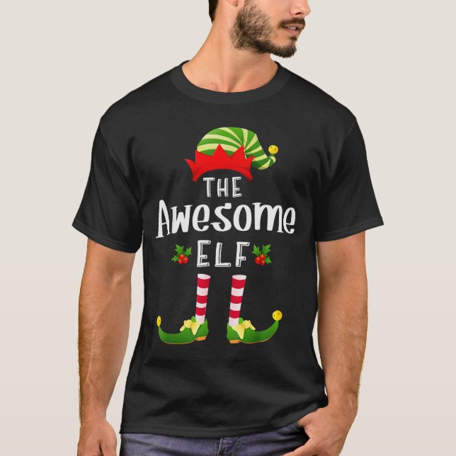 Camiseta Awesome Christmas Elf Matching Pajama X-mas Party  (Anverso)