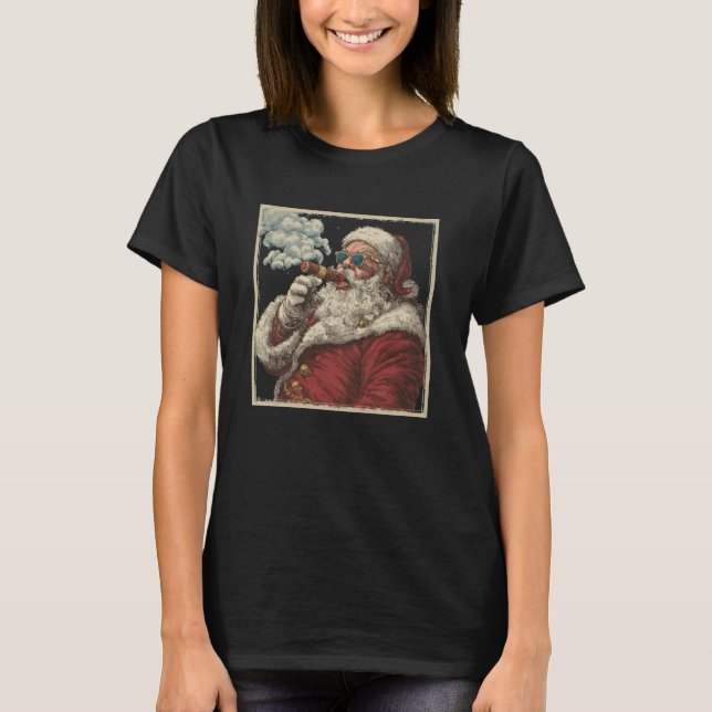 Camiseta Awesome Cigar Santa Graphic (Anverso)