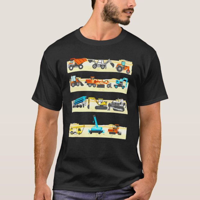 Camiseta Awesome Construction Vehicles   Trucks kids Boys (Anverso)