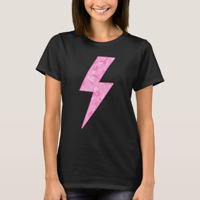 Camiseta Awesome Cute PINK Camo Lightning Bolt (Anverso)