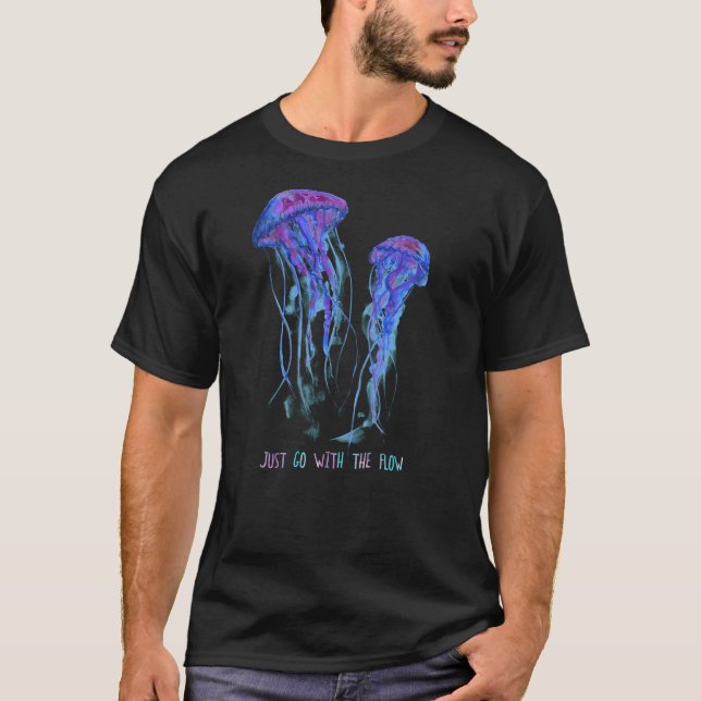Camiseta Awesome Cute UnderWater Fish Sea Just Go With Flow (Anverso)