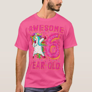 Camiseta Awesome Dabbing Unicorn Donut 6th Birthday 6 Year