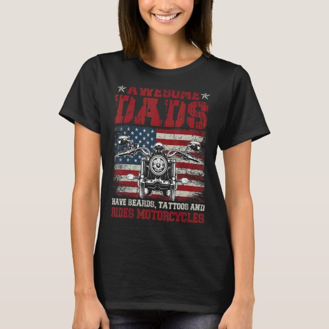 Camiseta Awesome Dads Tienen Bears Tattoos Motorcycle Motor (Anverso)
