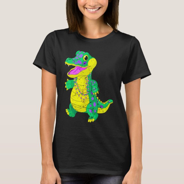 Camiseta Awesome Festival Madri Gras Alligator Beads Men Wo (Anverso)